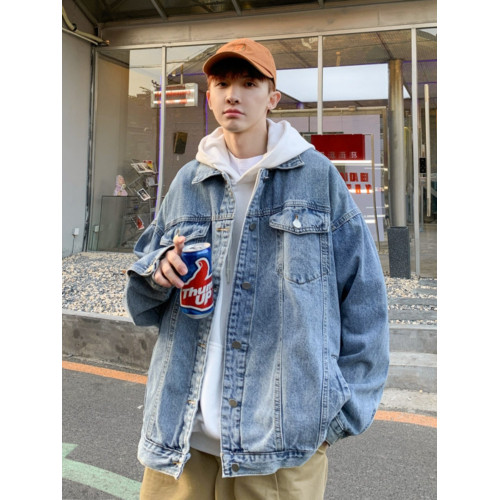 黑灰色牛仔外套男款潮牌高級感痞帥春秋季水洗重工牛仔衣工裝夾克