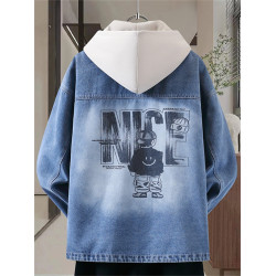 2025冬季新款可脫卸帽牛仔外套加絨男生港風加厚寬鬆繙領夾克男裝