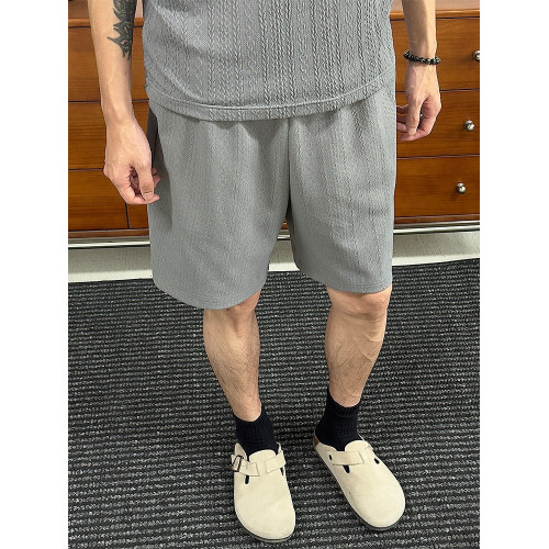 WESSK麻花短褲夏季透氣寬鬆紋理新款五分褲百搭戶外時尚休閒褲