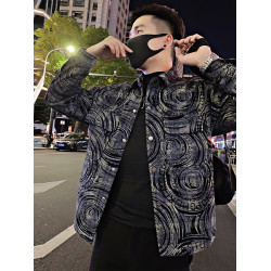 高級設計感牛仔外套男士春秋季潮牌休閒寬鬆褂子潮流新款痞帥夾克