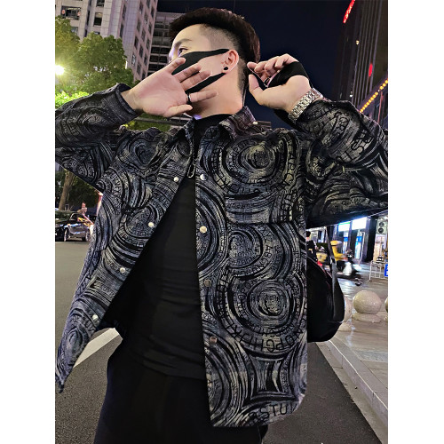 高級設計感牛仔外套男士春秋季潮牌休閒寬鬆褂子潮流新款痞帥夾克