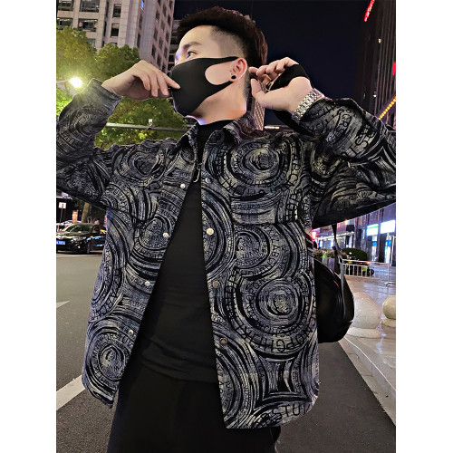 高級設計感牛仔外套男士春秋季潮牌休閒寬鬆褂子潮流新款痞帥夾克