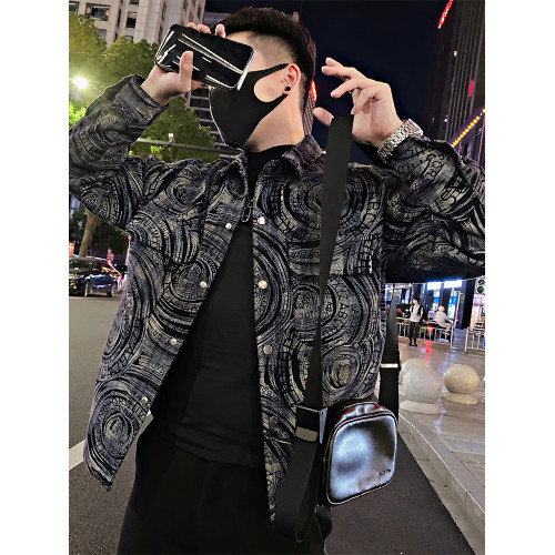 高級設計感牛仔外套男士春秋季潮牌休閒寬鬆褂子潮流新款痞帥夾克