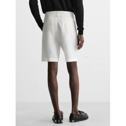 櫃319！夏季新款男裝多色選寬鬆舒適簡約亞麻百搭休閒短褲5070010