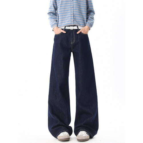 悟空有貨潮牌美式刺綉丹甯直筒牛仔褲男復古寬鬆潮流百搭濶腿長褲