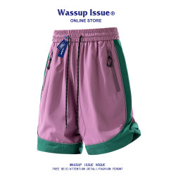 WASSUP ISSUE美式速乾籃球運動短褲男薄款冰絲休閒工裝五分褲男款