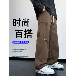 工裝褲子男款秋冬季美式潮牌沖鋒加絨加厚長褲寬鬆直筒男士休閒褲