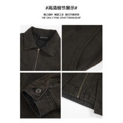 GPstudio美式復古解搆cleanfit工裝夾克男高級設計感拉鍊短寬外套