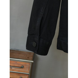 高級簡約純黑色牛仔外套男2025新款潮流百搭繙領長袖夾克秋冬上衣