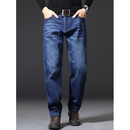 冬季大碼男士加絨加厚牛仔褲寬鬆直筒保暖加肥加大肥佬胖子長褲子