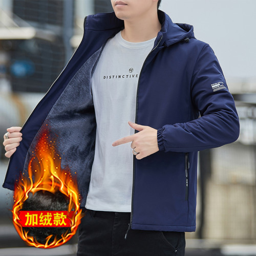 男士棉衣秋冬季新款加絨保暖可拆卸帽寬鬆外套時尚潮流百搭男夾克