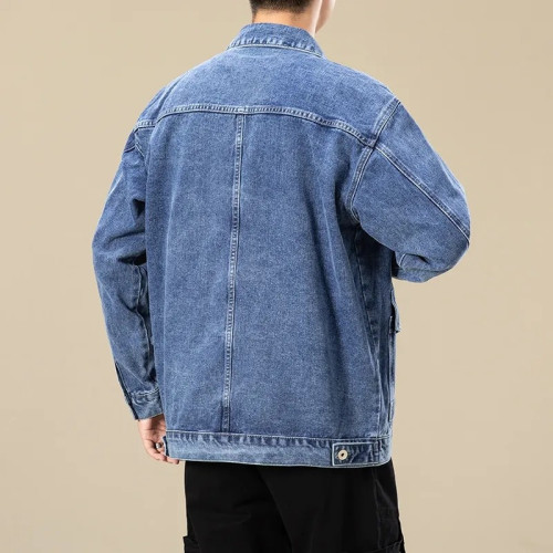 乾活穿的牛仔外套男2026春秋耐髒耐磨多口袋寬鬆大碼工裝夾克褂子