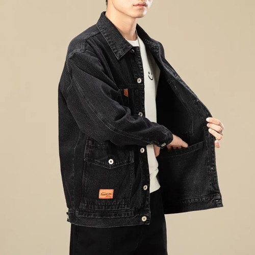 乾活穿的牛仔外套男2026春秋耐髒耐磨多口袋寬鬆大碼工裝夾克褂子