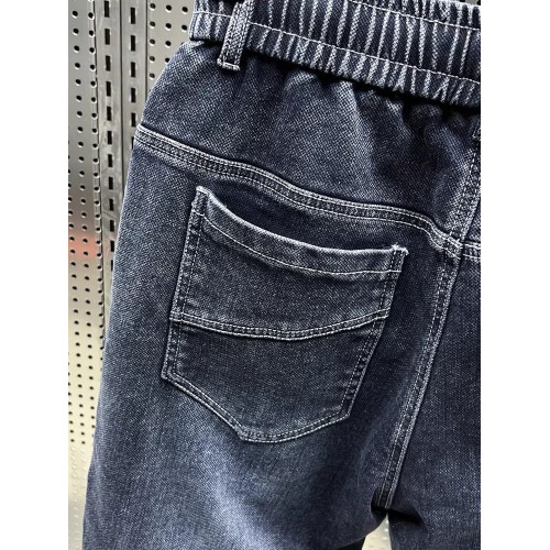 大碼300斤秋冬潮牌男士牛仔褲子水洗百搭彈力寬鬆小腳哈倫九分褲2