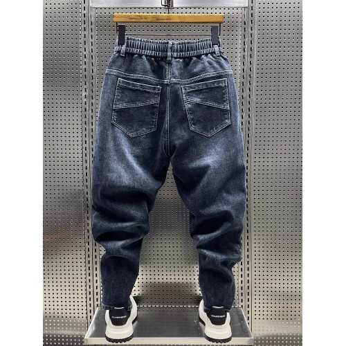 大碼300斤秋冬潮牌男士牛仔褲子水洗百搭彈力寬鬆小腳哈倫九分褲2