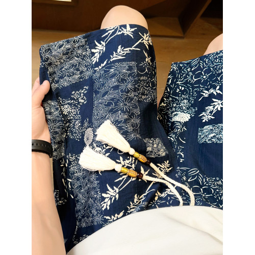 短褲男士夏季薄款寬鬆冰絲五分褲潮流新中式國風紥染棉麻休閒褲子