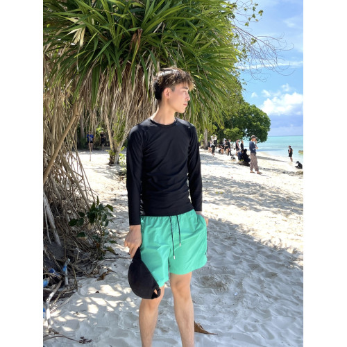 夏日海邊沙灘“小螃蟹”刺綉速乾五分褲男運動健身不過膝短褲情侶