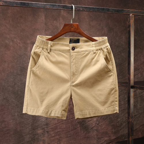 美式復古休閒四分短褲夏季男士薄款彈力運動短褲百搭純色4分褲潮