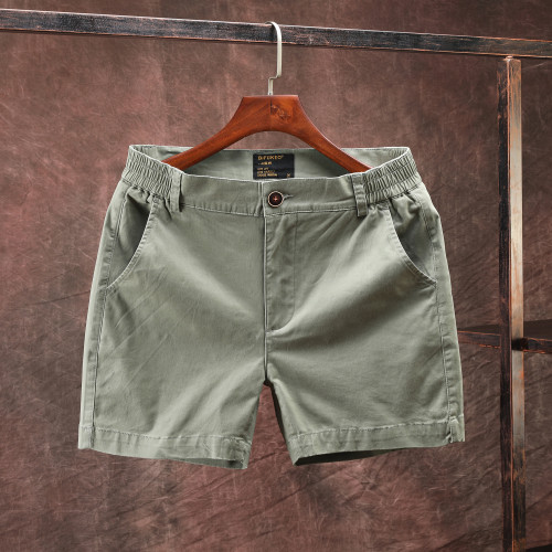 美式復古休閒四分短褲夏季男士薄款彈力運動短褲百搭純色4分褲潮