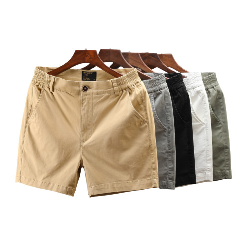 美式復古休閒四分短褲夏季男士薄款彈力運動短褲百搭純色4分褲潮