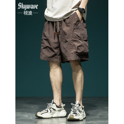 夏季冰絲工裝短褲男美式潮流寬鬆薄款速乾五分褲子透氣休閒運動褲