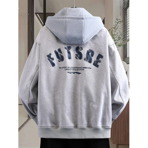 青少年牛仔夾克男士2025春季新款潮流帥氣初高中學生男孩連帽外套