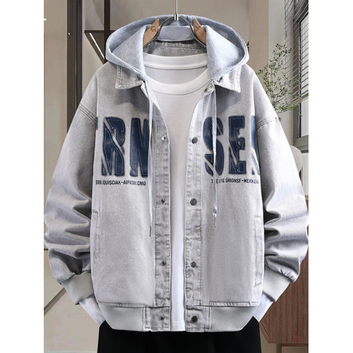 青少年牛仔夾克男士2025春季新款潮流帥氣初高中學生男孩連帽外套