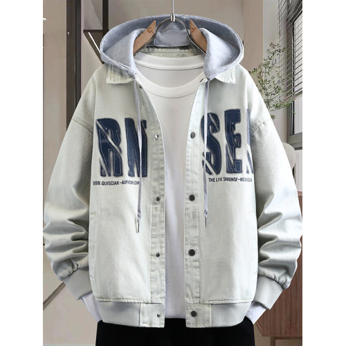 青少年牛仔夾克男士2025春季新款潮流帥氣初高中學生男孩連帽外套