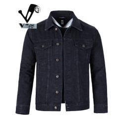 V格黑色牛仔外套男寬鬆夾克2025秋季新款休閒百搭大碼牛仔衣男潮