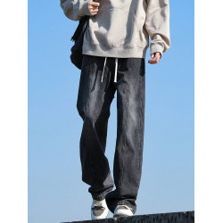 @港仔文藝男 牛仔褲男冬季2026新款黑色長褲男生休閒直筒褲子男款