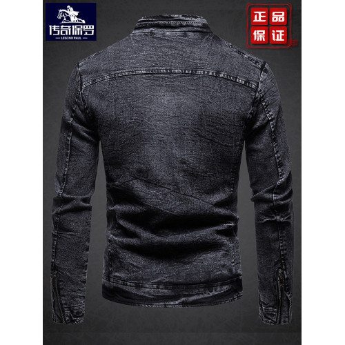 保羅美式復古飛行員夾克男牛仔外套秋冬季加厚加絨痞帥氣修身潮流