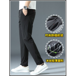 秋季休閒褲男士寬鬆緊腰彈力直筒長褲子秋冬黑色西裝褲春秋款加絨