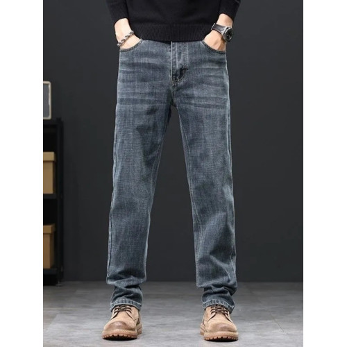 加絨加厚男士牛仔褲寬鬆直筒彈力商務休閒長褲男款冬季耐磨工作褲