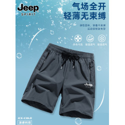 JEEP吉普男短褲夏季冰絲涼感寬鬆休閒大碼褲子戶外跑步運動五分褲