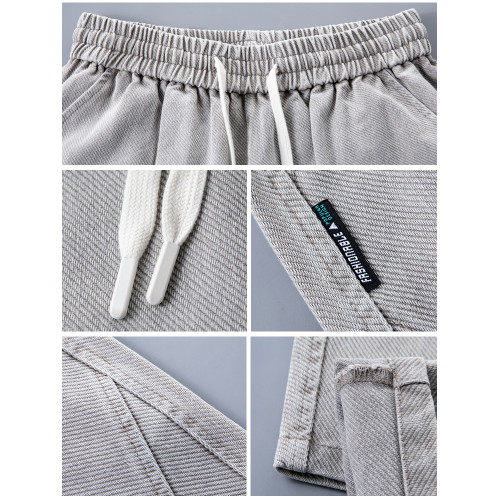 美式水洗晨霧灰牛仔褲男秋冬潮牌寬鬆復古拼接彎刀濶腿牛仔褲男款