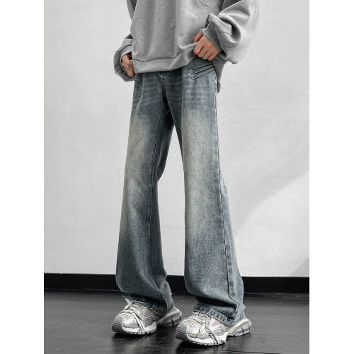 美式高街cleanfit微喇牛仔褲男士春秋季2025新款寬鬆直筒休閒褲子