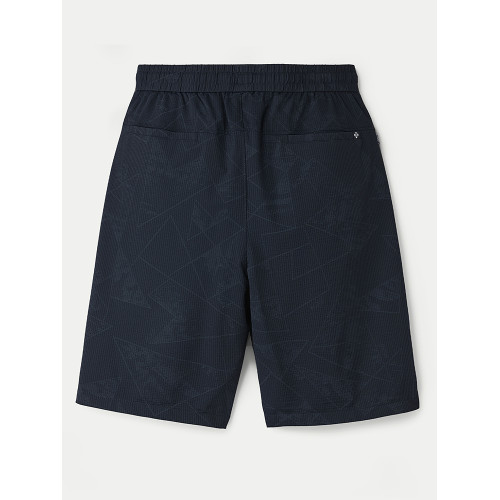 HLA/海瀾之家抽繩系帶休閒中褲春夏男印花寬鬆水洗五分短褲子男