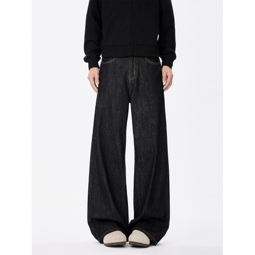 美式復古cleanfit濶腿牛仔褲男潮牌新款寬鬆垂感直筒休閒拖地長褲