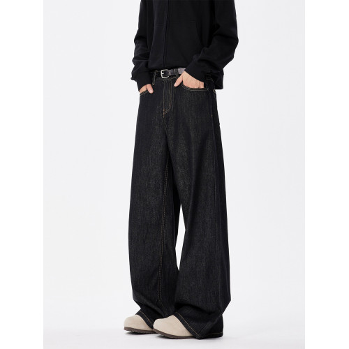 美式復古cleanfit濶腿牛仔褲男潮牌新款寬鬆垂感直筒休閒拖地長褲