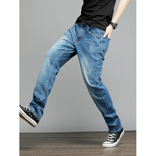 秋冬季牛仔褲男士超高彈力修身小腳加肥加大碼潮胖子男褲顯瘦加絨