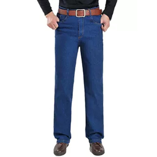 秋冬款中年牛仔褲男彈力電銲工作服耐磨勞保褲高腰工裝長褲汽修厚