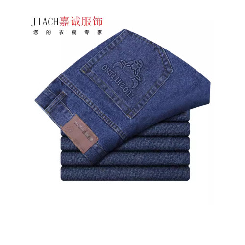 秋冬款中年牛仔褲男彈力電銲工作服耐磨勞保褲高腰工裝長褲汽修厚