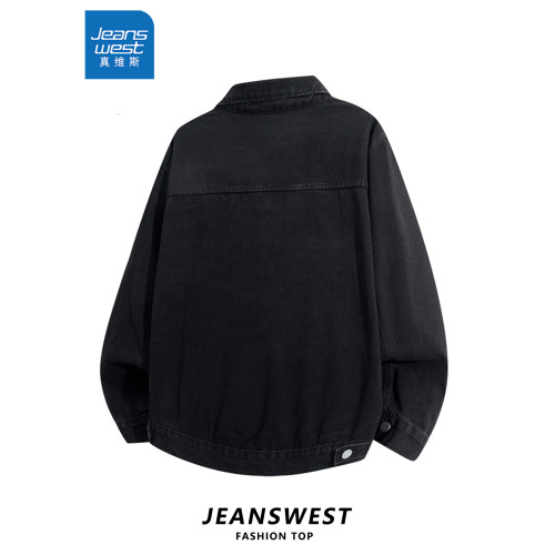 真維斯美式復古牛仔外套男士春秋季潮流百搭寬鬆休閒水洗工裝夾克