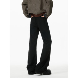 V37美式復古黑色微喇褲子男春季高街cleanfit寬鬆濶腿加絨牛仔褲