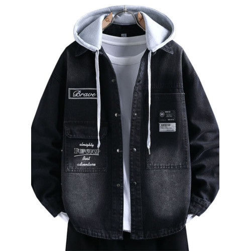 男牛仔外套秋冬季帥氣初高中學生潮牌休閒加絨上衣青少年男孩夾克