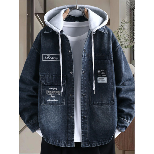 男牛仔外套秋冬季帥氣初高中學生潮牌休閒加絨上衣青少年男孩夾克