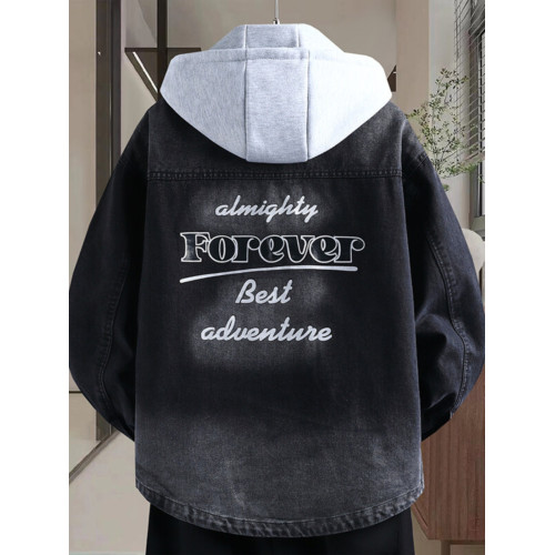 男牛仔外套秋冬季帥氣初高中學生潮牌休閒加絨上衣青少年男孩夾克