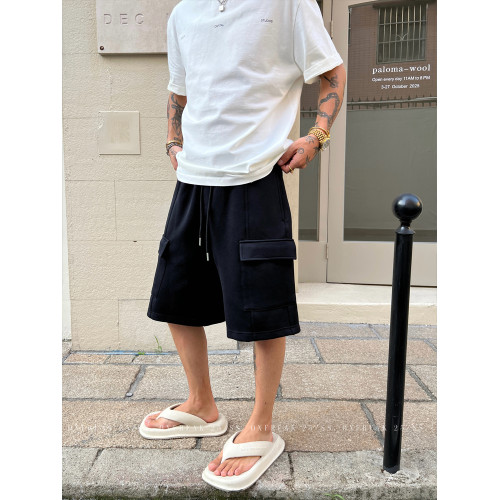 OXFREAK「大口袋 解搆拼接」重磅空氣層短褲男寬鬆直筒工裝五分褲