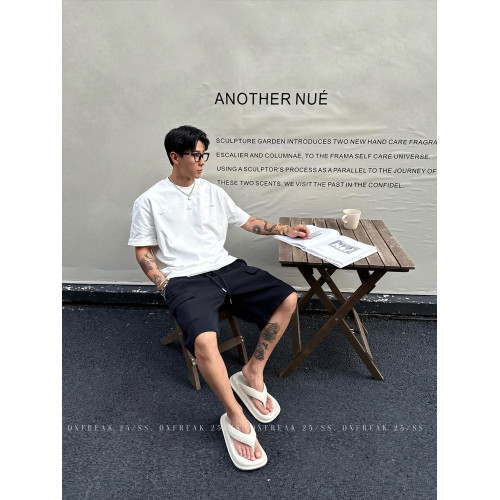 OXFREAK「大口袋 解搆拼接」重磅空氣層短褲男寬鬆直筒工裝五分褲