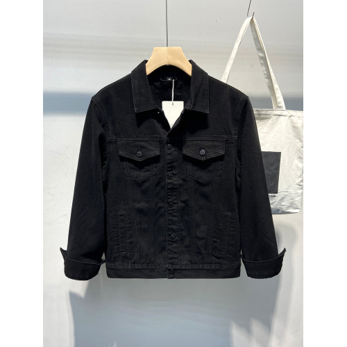 純黑色高級牛仔外套男秋冬新款2025高級感痞帥復古寬鬆短款夾克衣